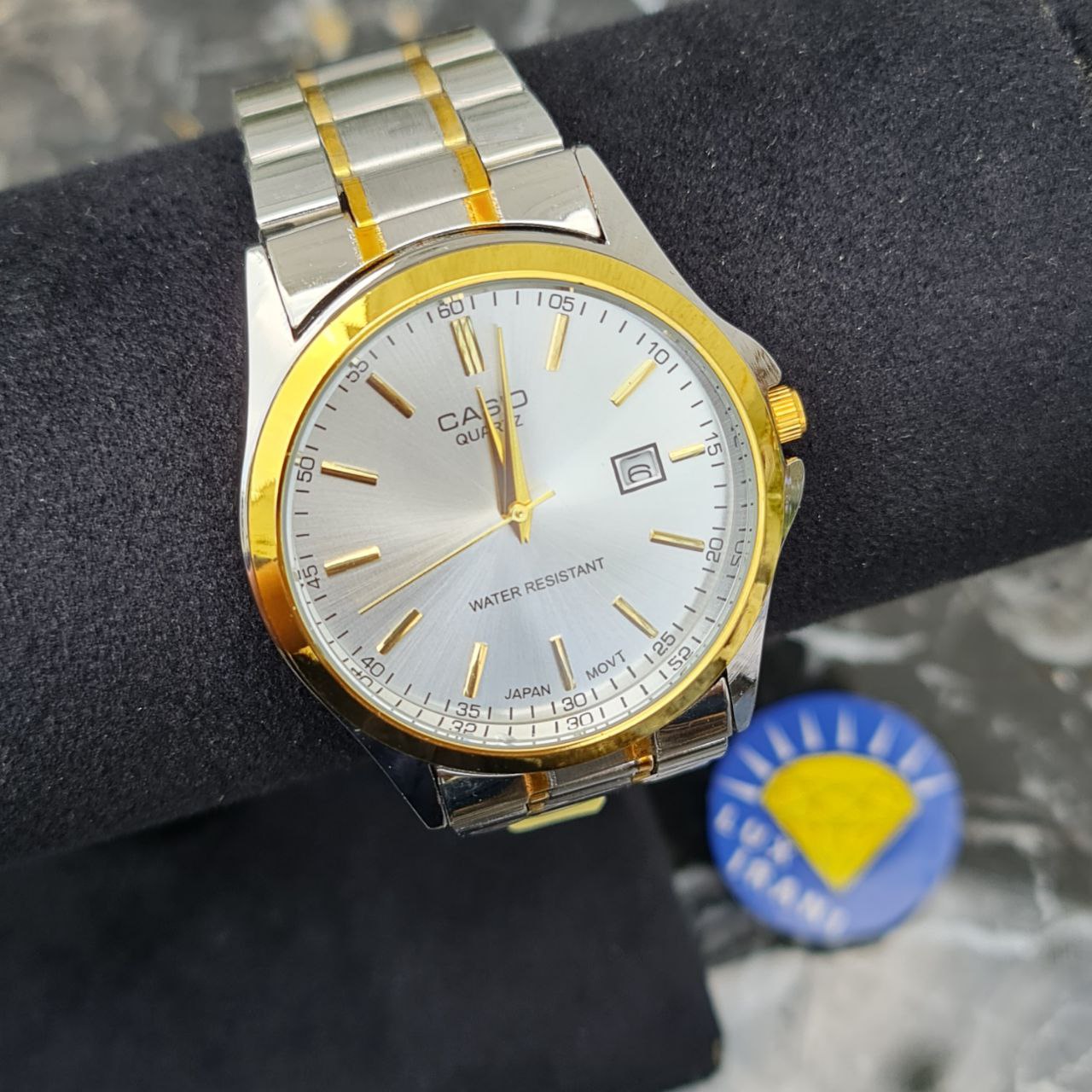 ساعت مردانه کاسیو کد 5605 نقره ای طلایی صفحه سفید