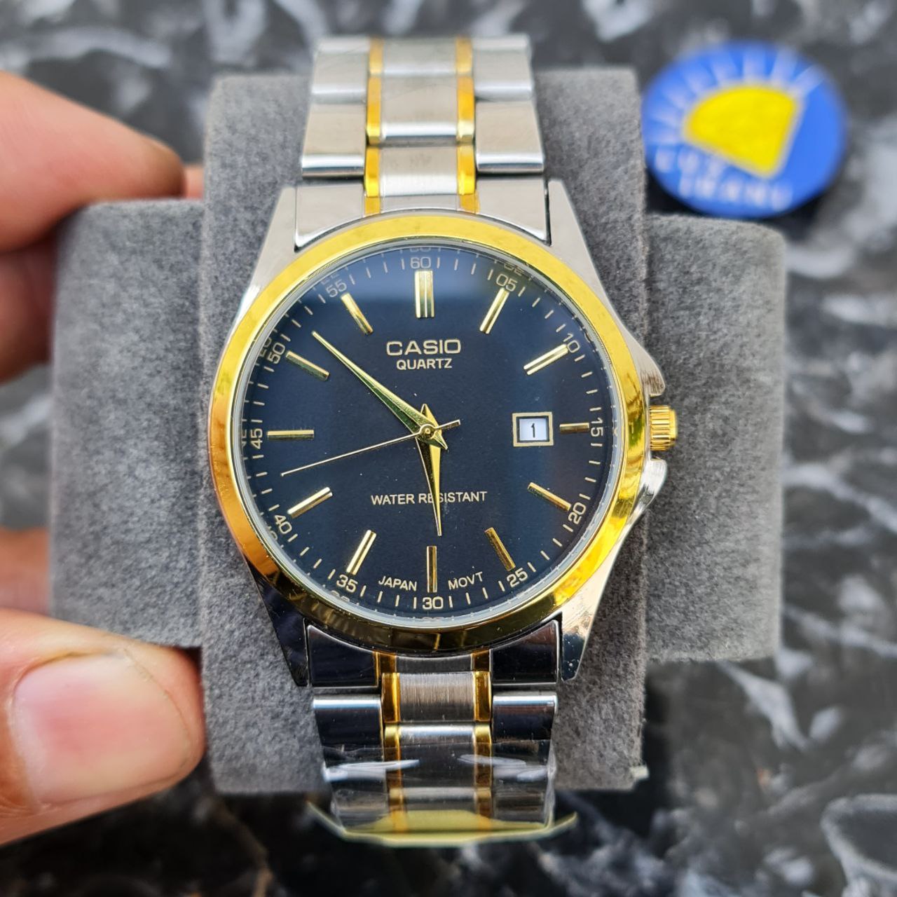 ساعت مردانه کاسیو کد 5603 نقره ای طلایی صفحه مشکی