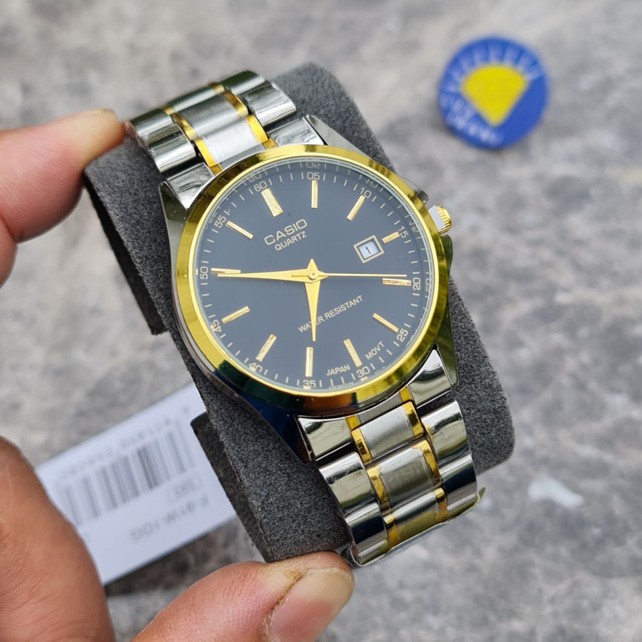 ساعت مردانه کاسیو کد 5603 نقره ای طلایی صفحه مشکی