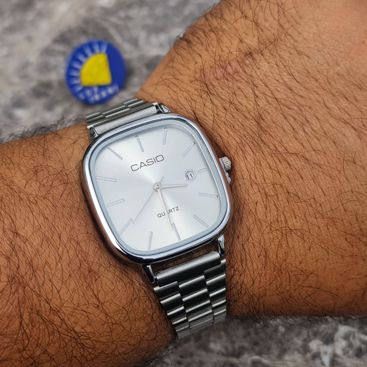 ساعت مردانه کاسیو اولدمانی کد 5151 نقره ای صفحه سفید