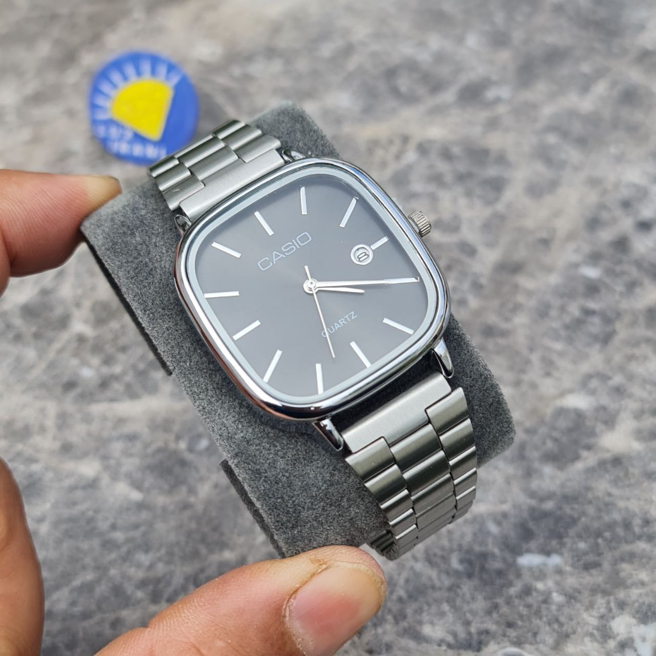 ساعت مردانه کاسیو اولدمانی نقره ای صفحه مشکی