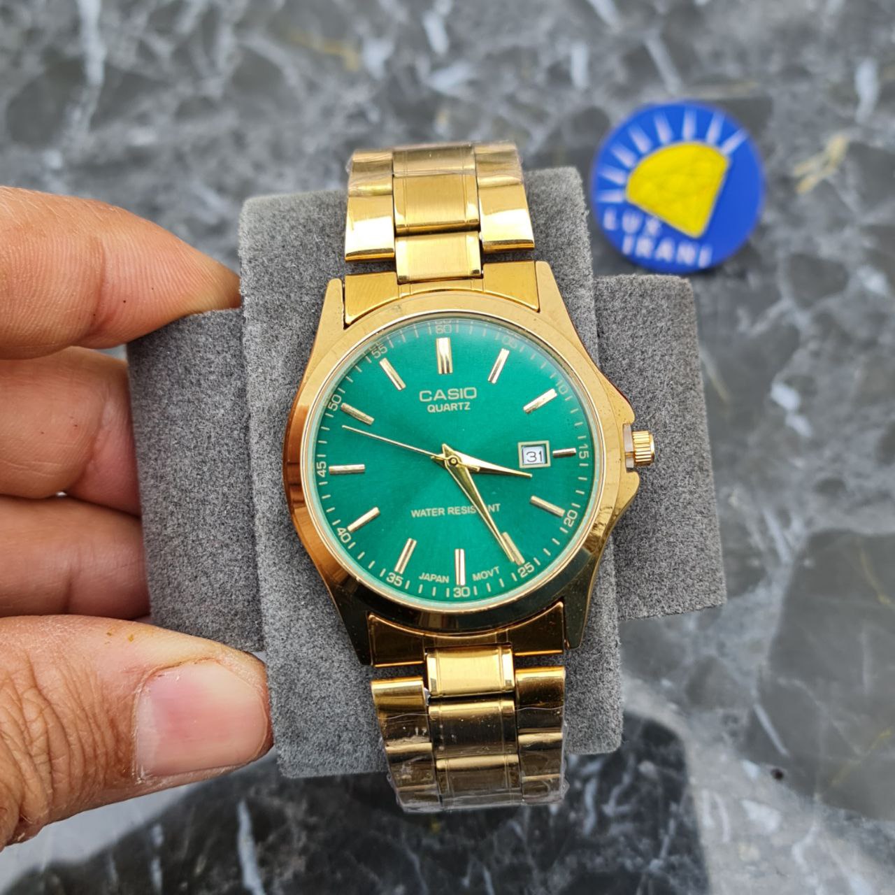 ساعت مردانه کاسیو کد 5608 طلایی صفحه سبز