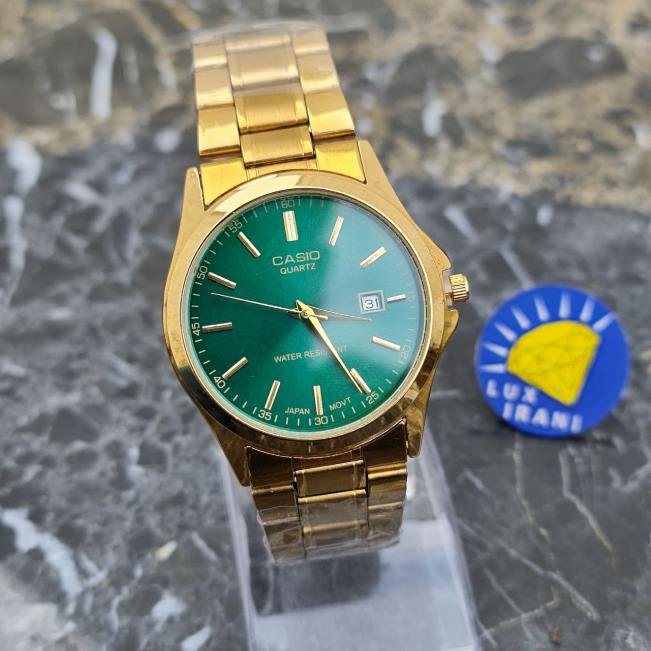 ساعت مردانه کاسیو کد 5608 طلایی صفحه سبز