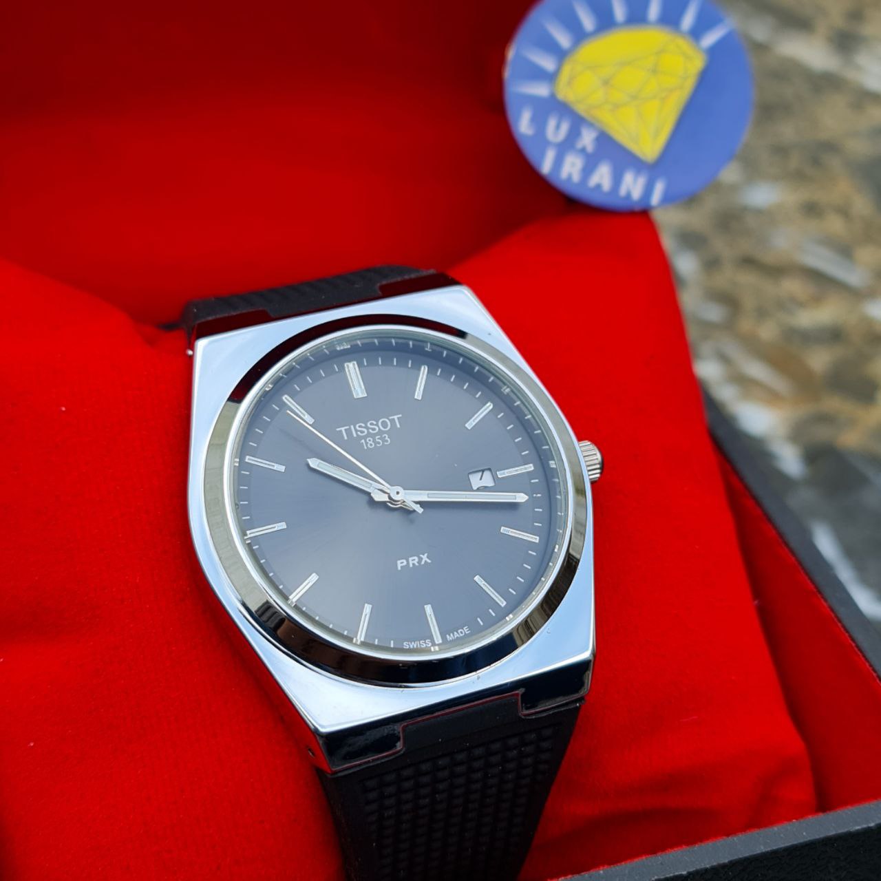 ساعت مردانه تیسوت کد 4611 بند پیو قاب نقره ای صفحه مشکی