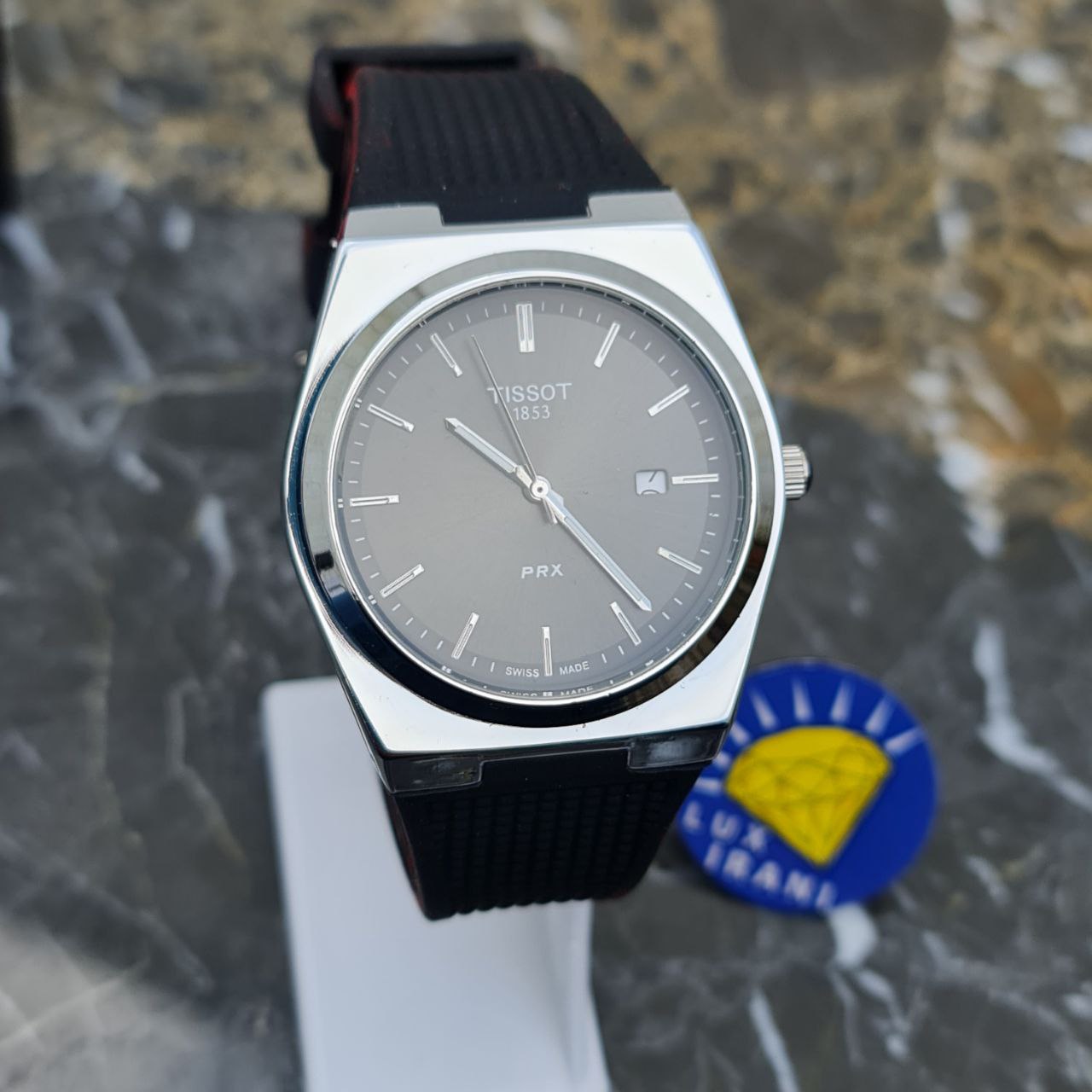 ساعت مردانه تیسوت کد 4611 بند پیو قاب نقره ای صفحه مشکی