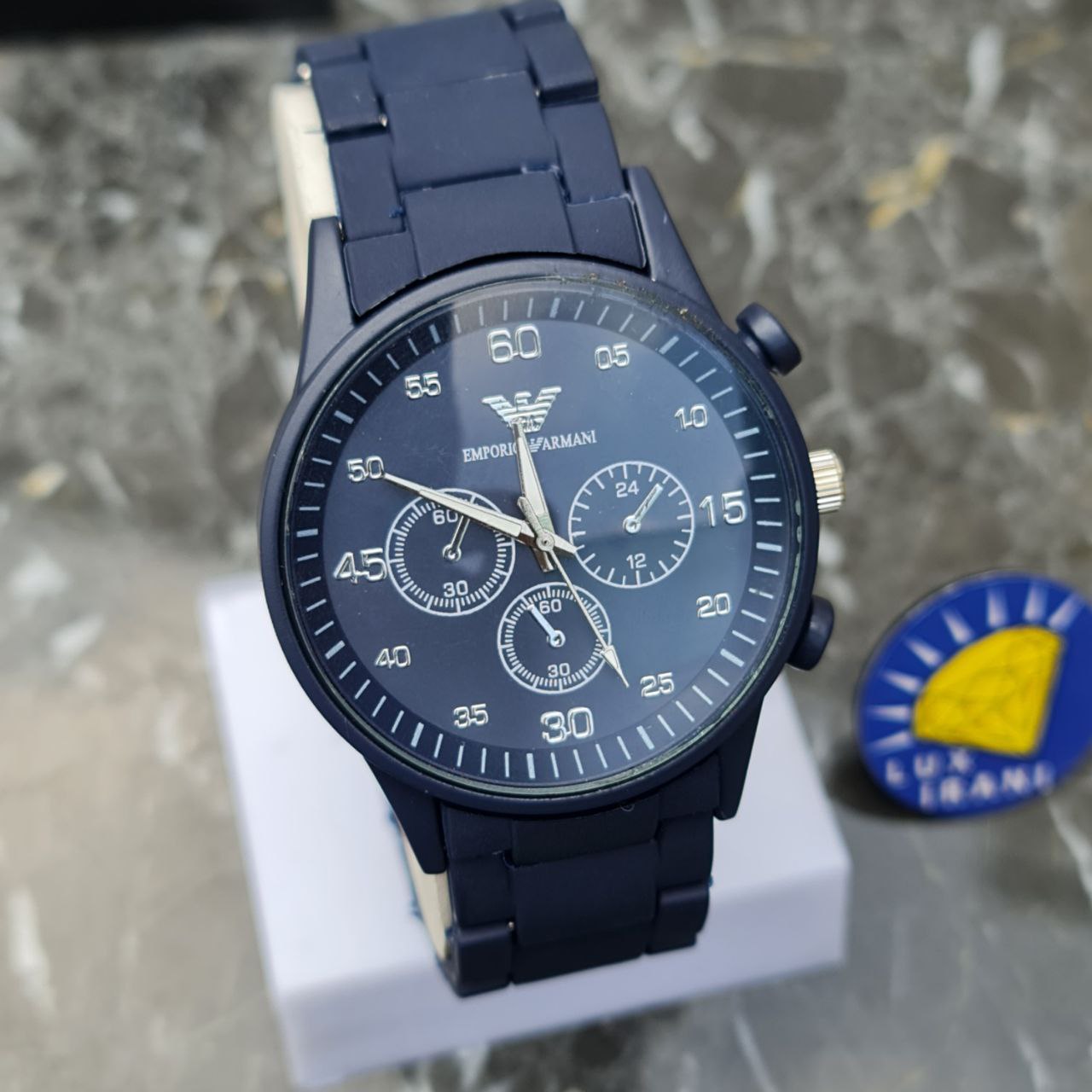 ساعت مردانه امپریو آرمانی کد 5859 بند، قاب و صفحه سورمه ای