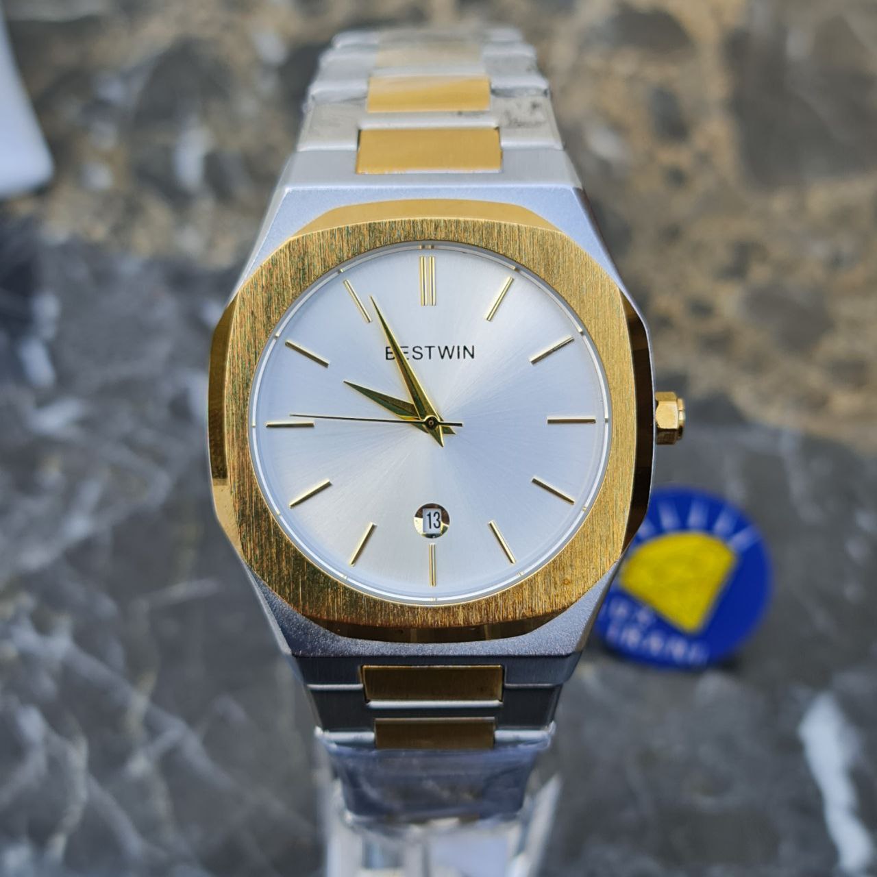 ساعت بیستوین کد 4811 تمام استیل قاب نقره ای صفحه مشکی