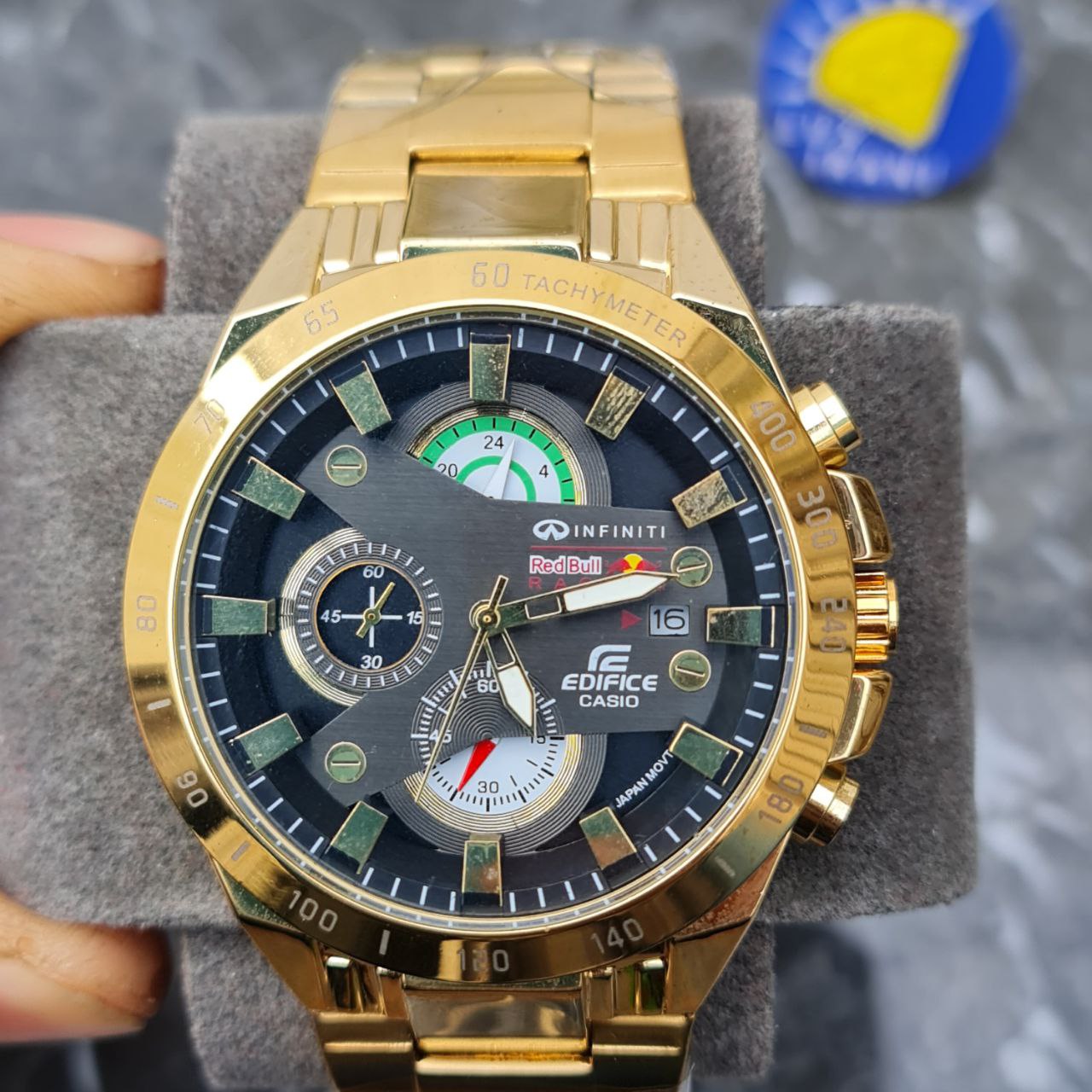 ساعت مردانه کاسیو ادیفایس کد 5011 کرنوگراف طلایی صفحه مشکی