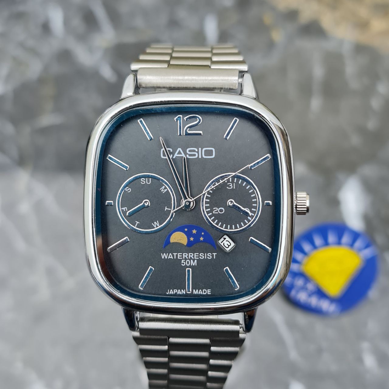 ساعت مردانه کاسیو اولدمانی کد 5156 نقره ای صفحه مشکی