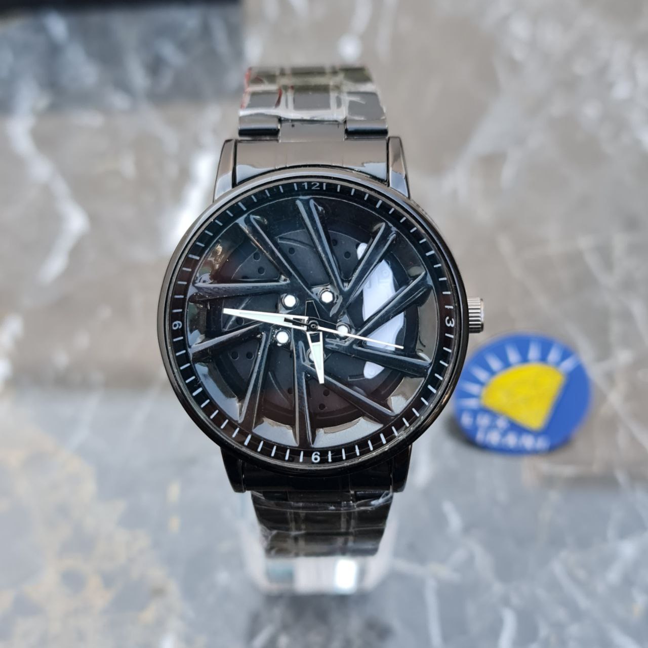 ساعت رینگی چرخشی کد 4012 قاب مشکی صفحه سفید مشکی