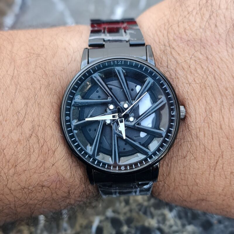 ساعت رینگی چرخشی کد 4012 قاب مشکی صفحه سفید مشکی