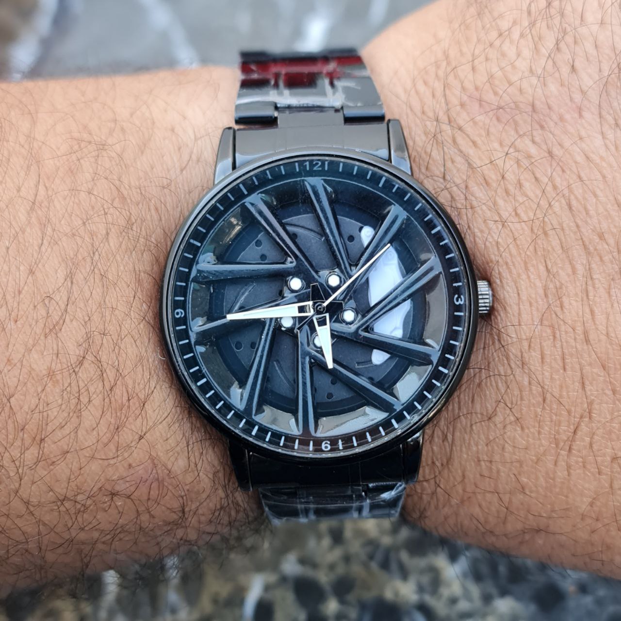 ساعت رینگی چرخشی کد 4012 قاب مشکی صفحه سفید مشکی