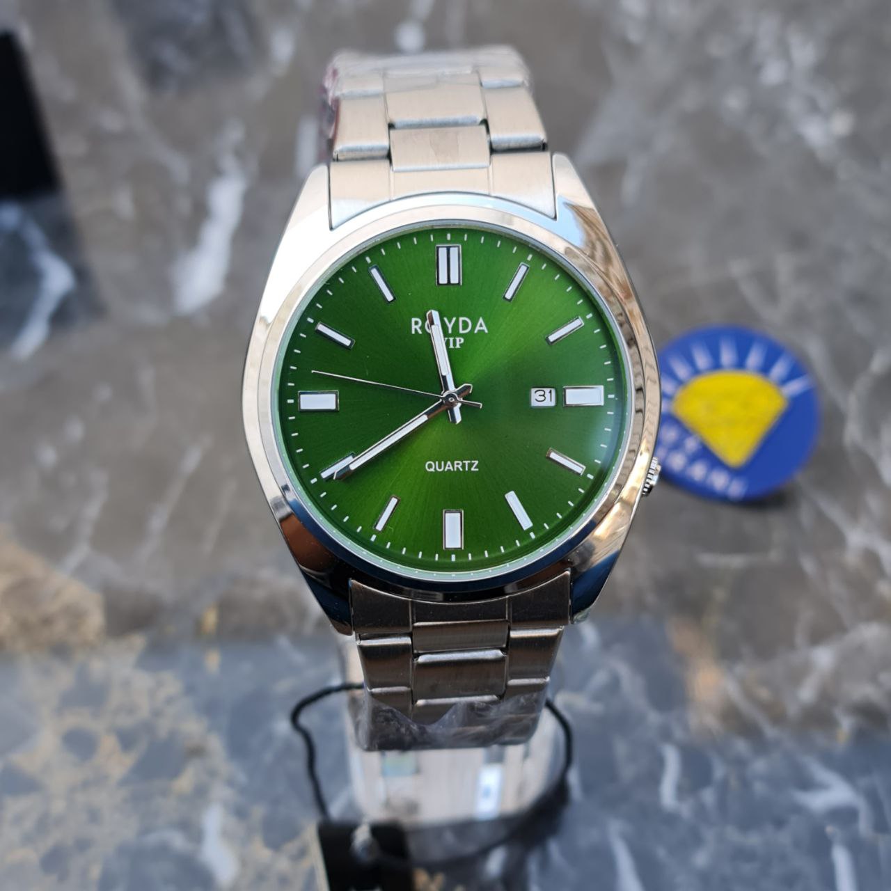 ساعت مردانه رویدا تمام استیل کد 5410 نقره ای صفحه سبز