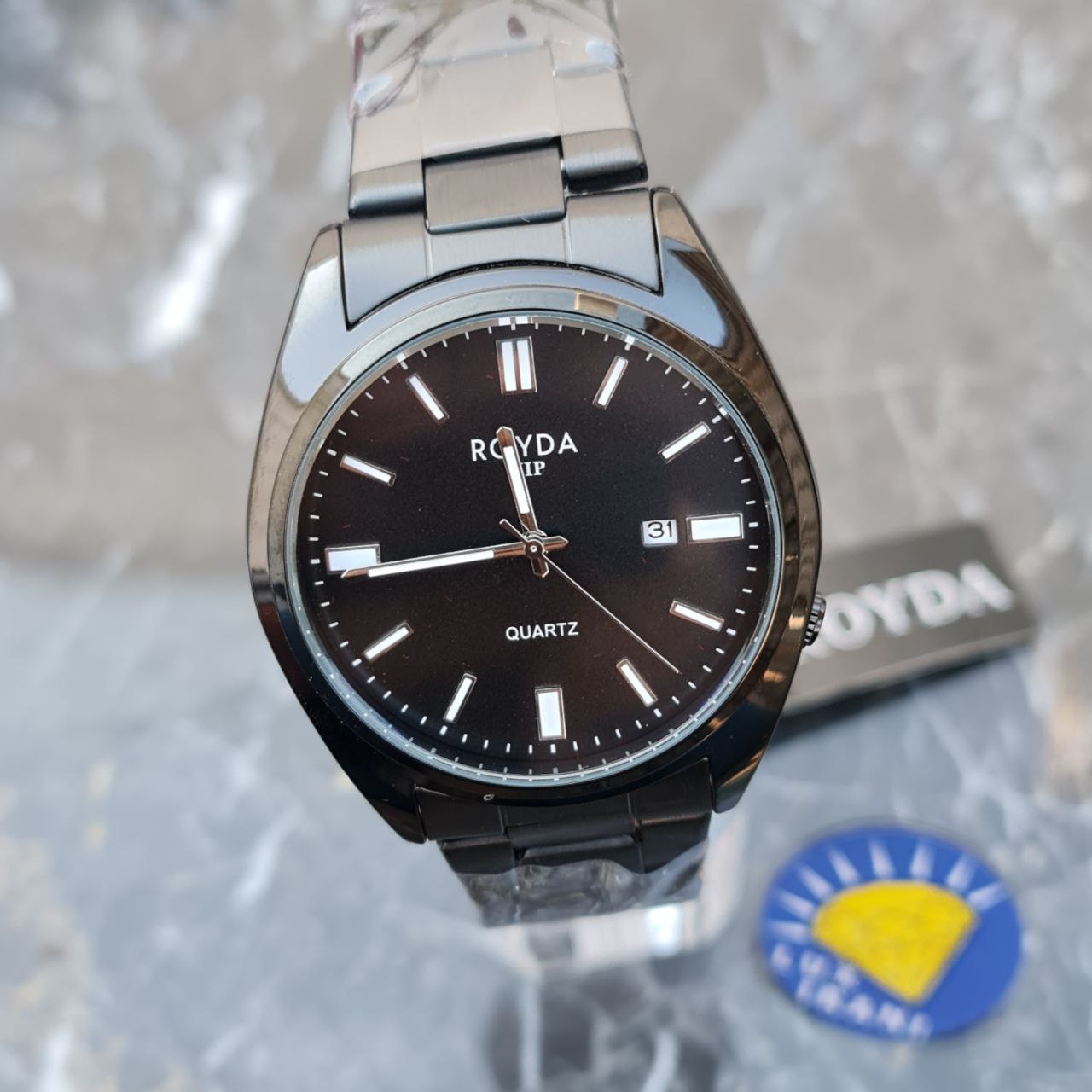 ساعت مردانه رویدا تمام استیل کد 5411 مشکی صفحه مشکی