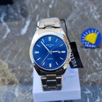 ساعت مردانه رویدا تمام استیل کد 5412 نقره ای صفحه سورمه ای