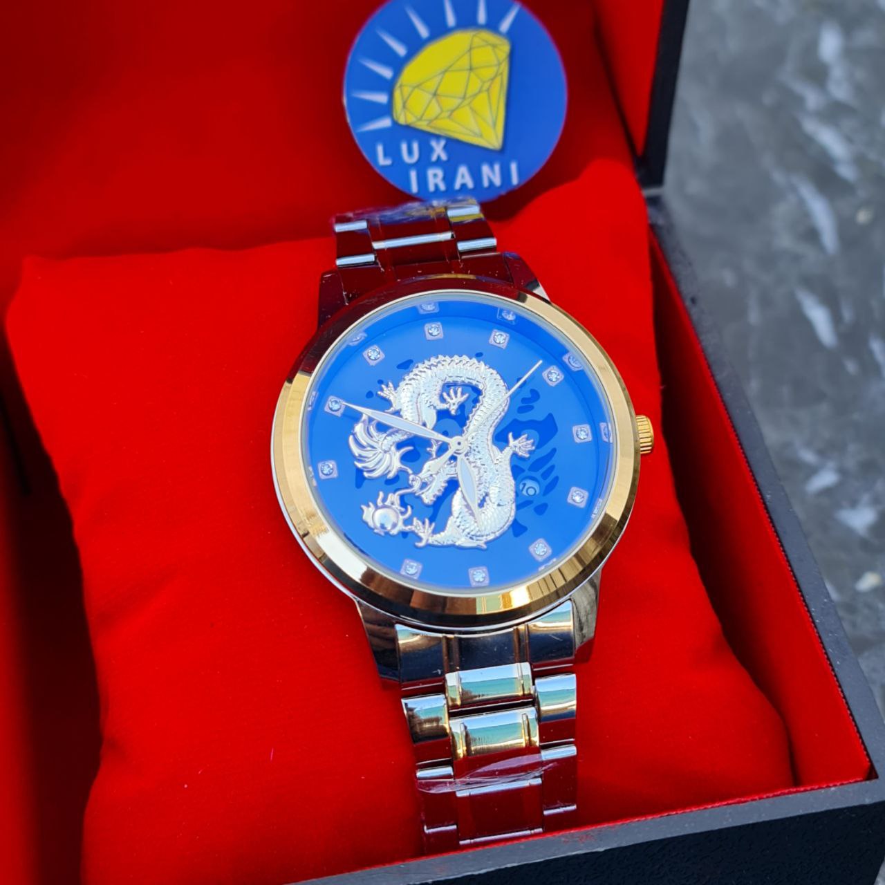 ساعت مردانه دراگون کد 4017 نقره ای طلایی صفحه هفت رنگ ساعت مردانه دراگون کد 4017 نقره ای طلایی صفحه هفت رنگ