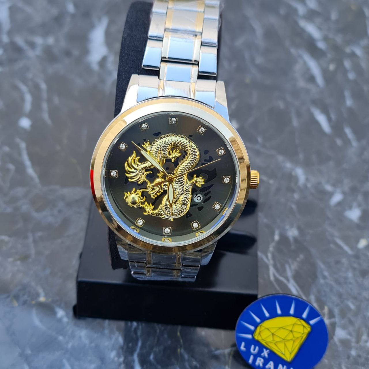 ساعت مردانه دراگون کد 4017 نقره ای طلایی صفحه هفت رنگ ساعت مردانه دراگون کد 4017 نقره ای طلایی صفحه هفت رنگ