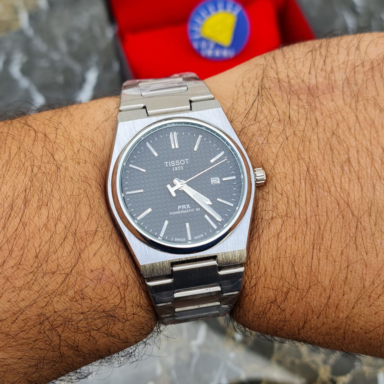 ساعت مردانه تیسوت تمام استیل کد 4650 نقره ای صفحه مشکی