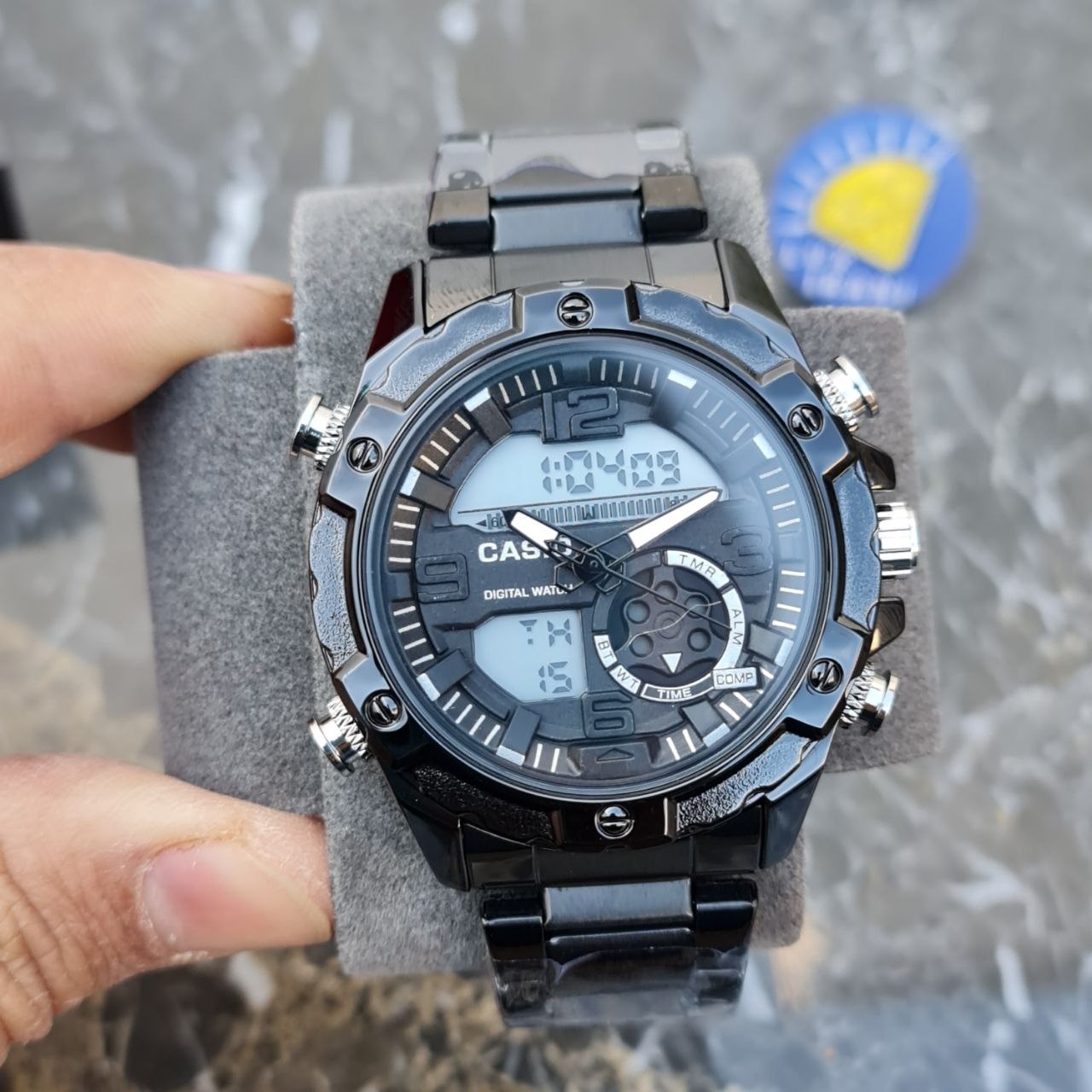 ساعت کاسیو جی شاک دوزمانه کد 4111 بند، قاب و صفحه مشکی