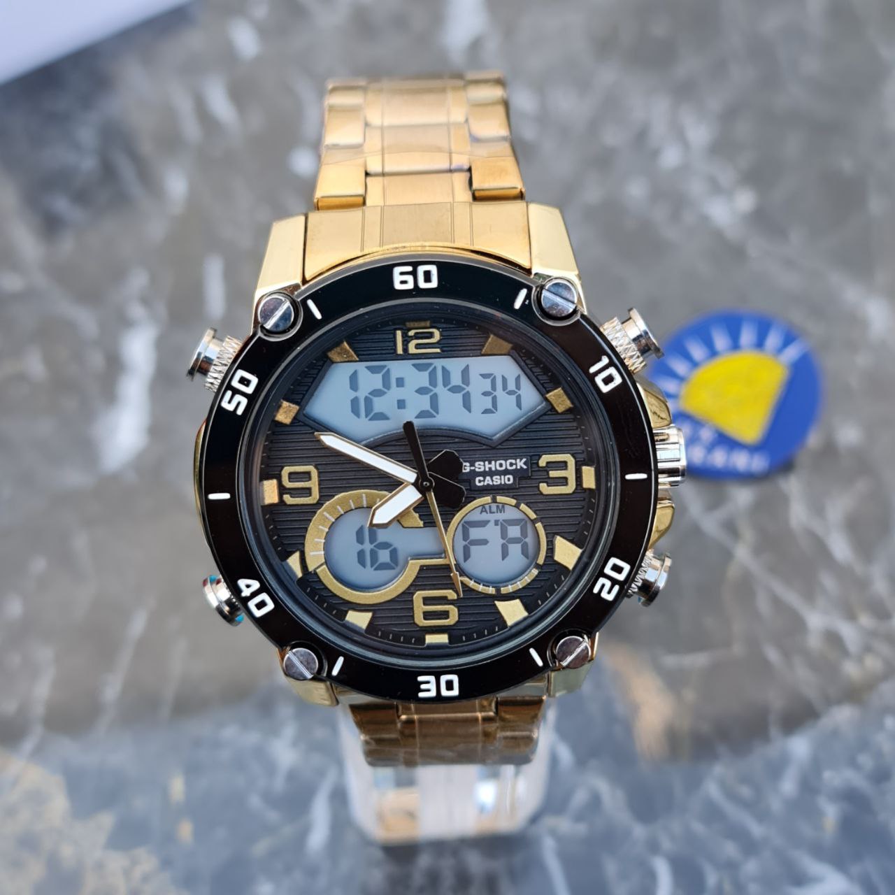 ساعت کاسیو جی شاک دوزمانه کد 4110 طلایی قاب و صفحه مشکی
